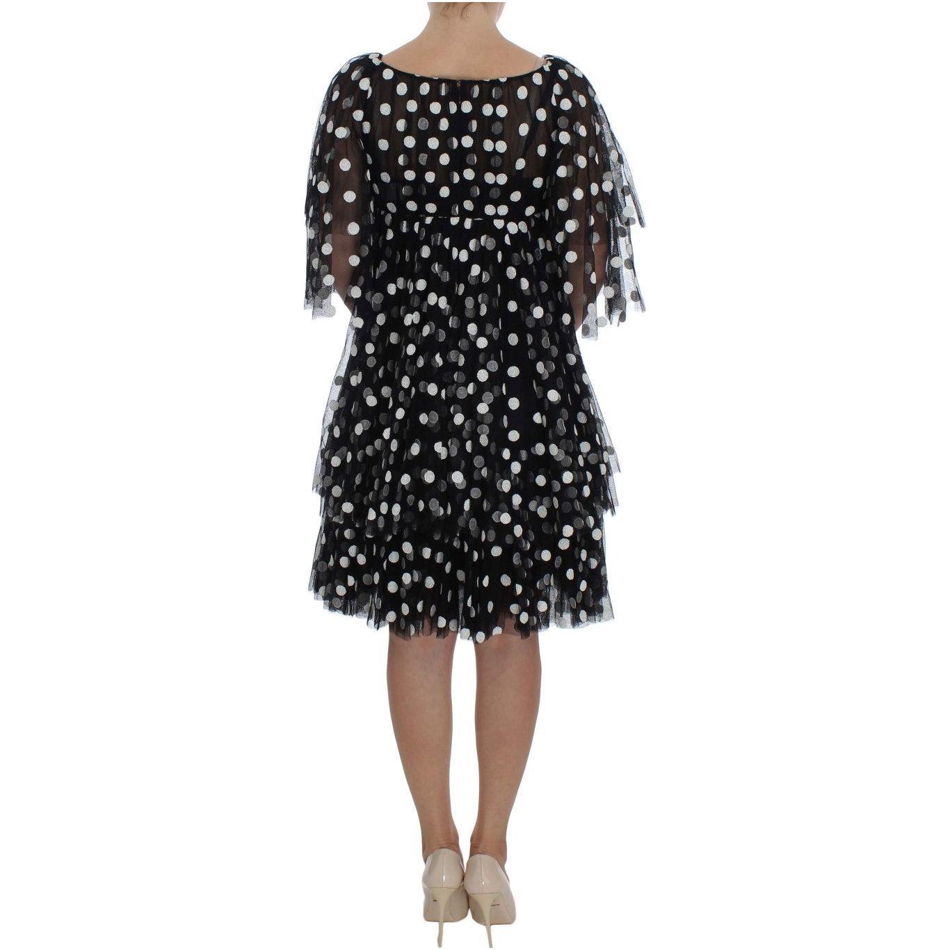 Dolce & Gabbana Black White Polka Dotted Ruffled Dress