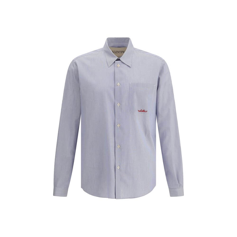 Valentino Blue Cotton Pattern Shirt