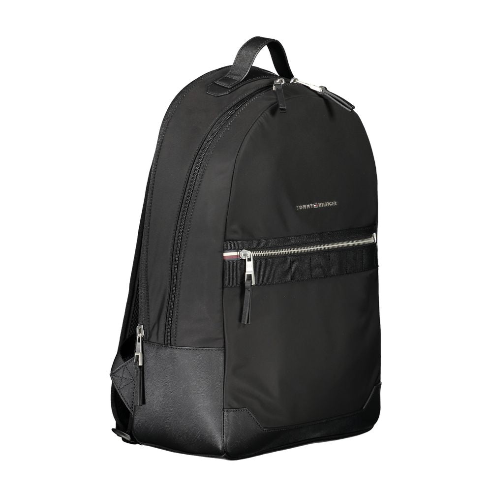 Tommy Hilfiger Black Polyester Men Backpack