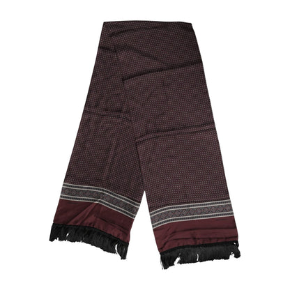 Dolce & Gabbana Maroon Dotted Silk Fringes Foulard Scarf