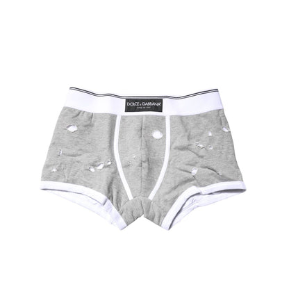 Dolce & Gabbana Gray Cotton Stretch Regular Boxer Underwear