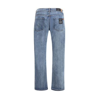7FOR Blue Cotton Straight-Leg Jeans