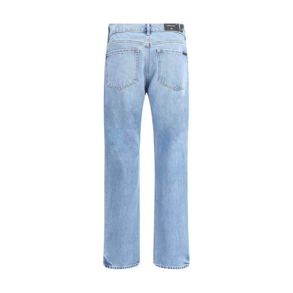 7FOR Light Blue Cotton Straight-Leg Jeans