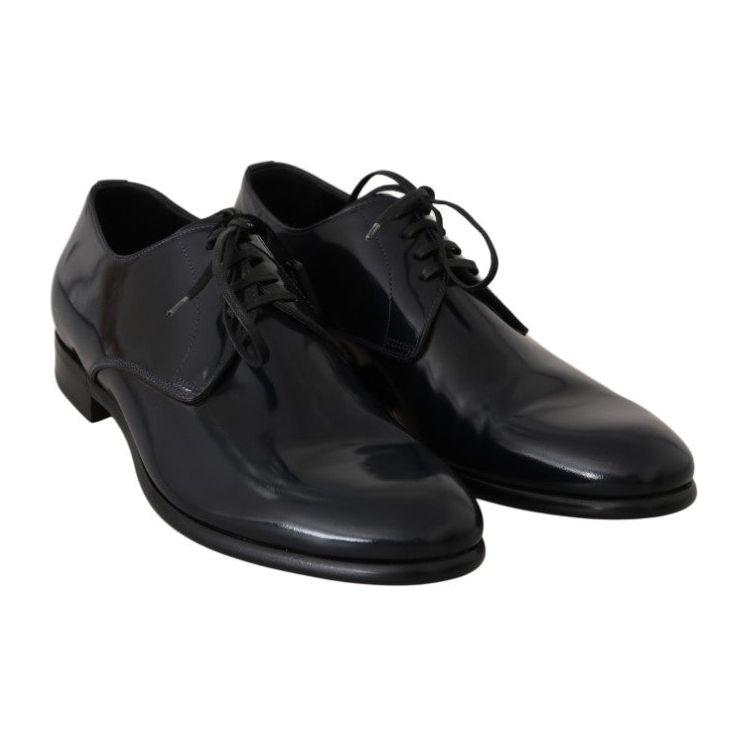 Dolce & Gabbana Elegant Dark Blue Leather Derby Shoes Dolce & Gabbana