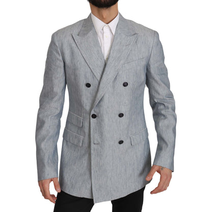 Dolce & Gabbana Blue Flax NAPOLI Jacket Coat Blazer