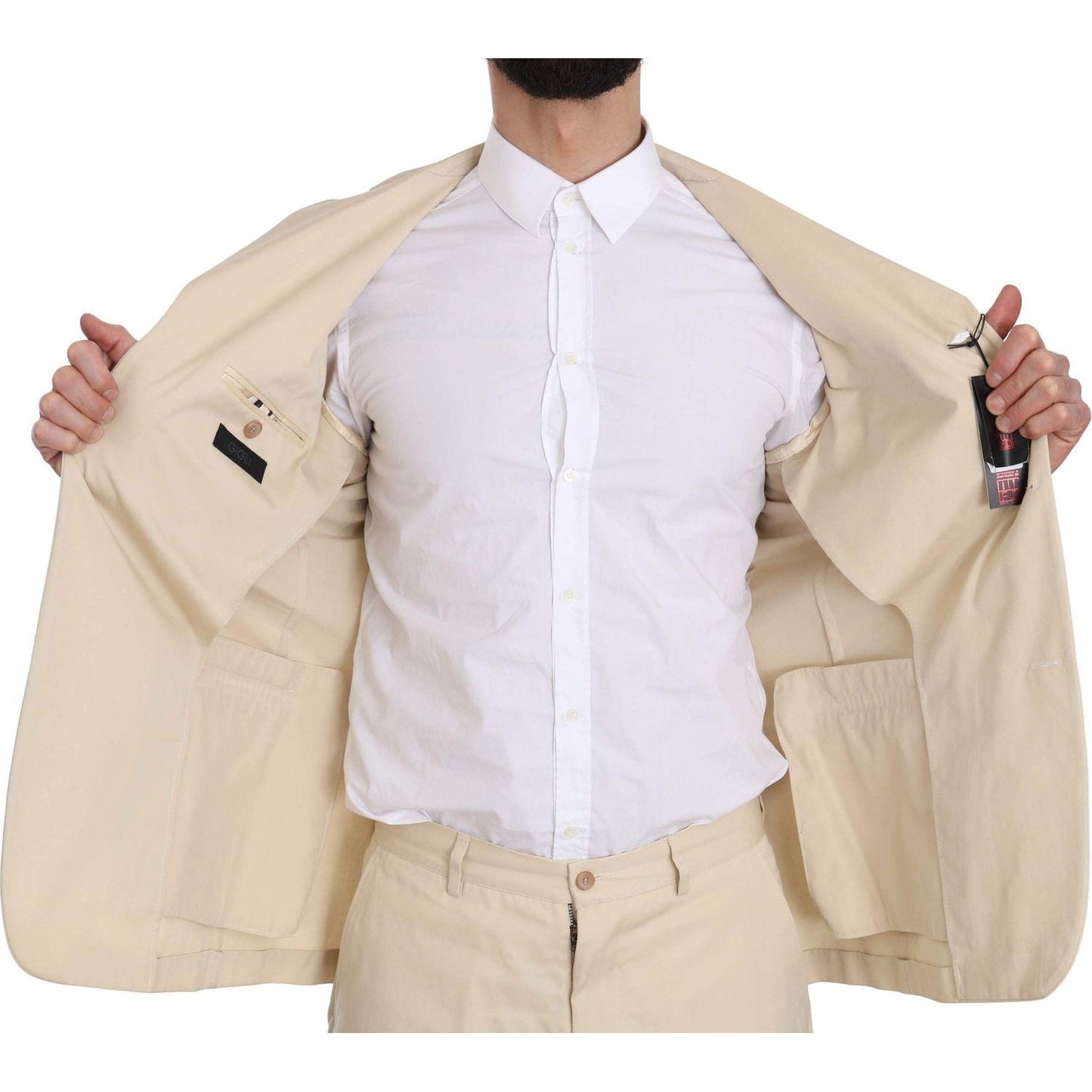 Romeo Gigli Beige Two-Piece Suit with Classic Elegance Suit Romeo Gigli