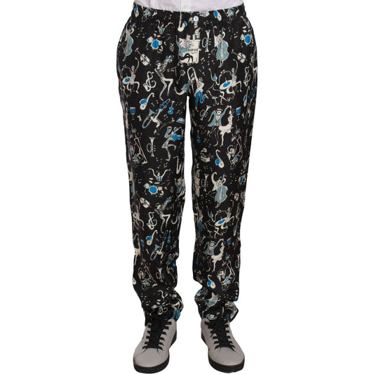 Dolce & Gabbana Elegant Silk Lounge Pants with Unique Print Jeans & Pants Dolce & Gabbana