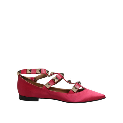 Prosperine Red Gold Studded Pointed Toe Ballet Flats Shoes