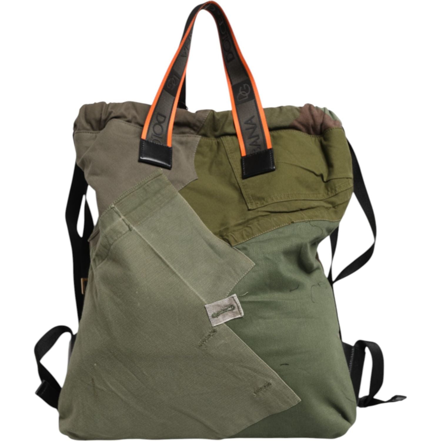 Dolce & Gabbana Military Green Patchwork Rucksack Backpack Bag