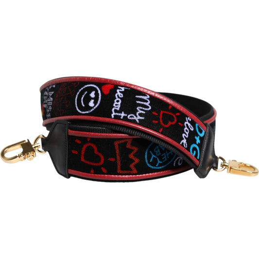 Dolce & Gabbana Black Cotton Printed Women Bag Accessory Shoulder Strap 1728,67345645728,Bags,Dolce & Gabbana,Leather Accessories - Women - Bags,Material: 85% Cotton 10% Calf 5% Lamb,New with tags,Women,Women - Bags Dolce & Gabbana WMB534