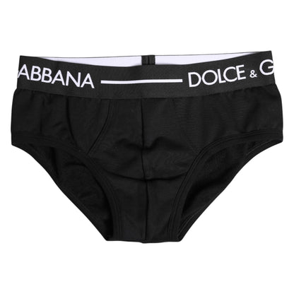Dolce & Gabbana Black Cotton Stretch Regular Brief Underwear