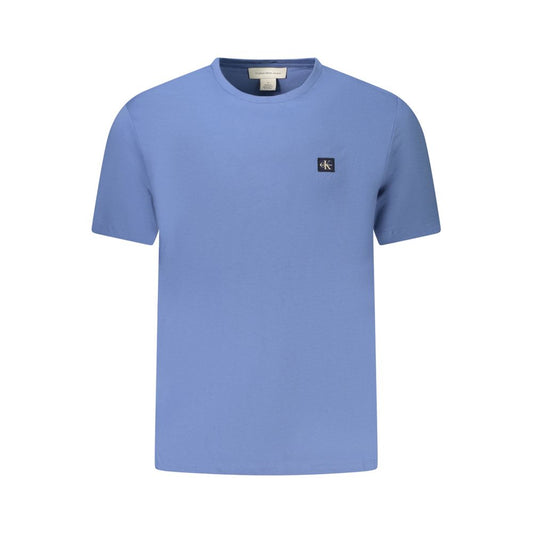 Calvin Klein Blue Cotton Men's T-Shirt with Crew Neck and Logo