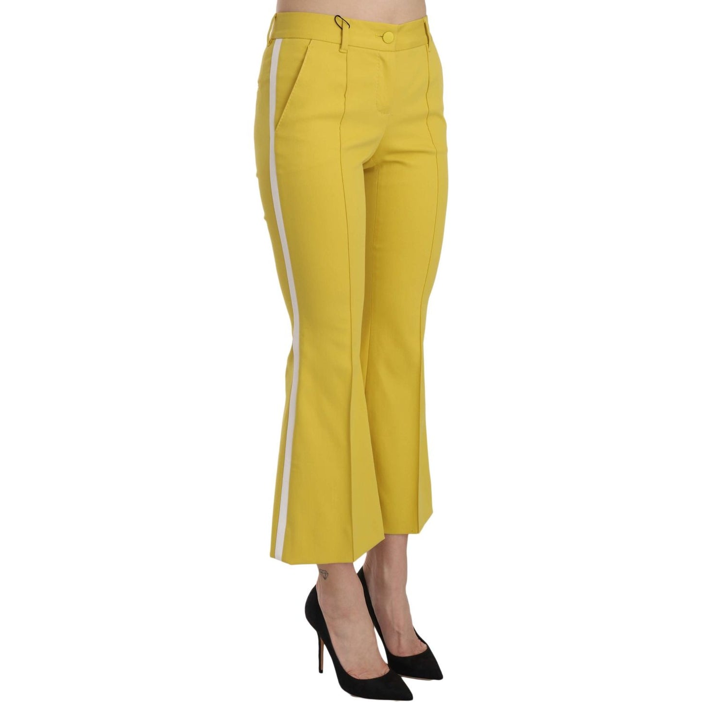 Dolce & Gabbana Chic Yellow Flare Pants for Elegant Evenings Dolce & Gabbana