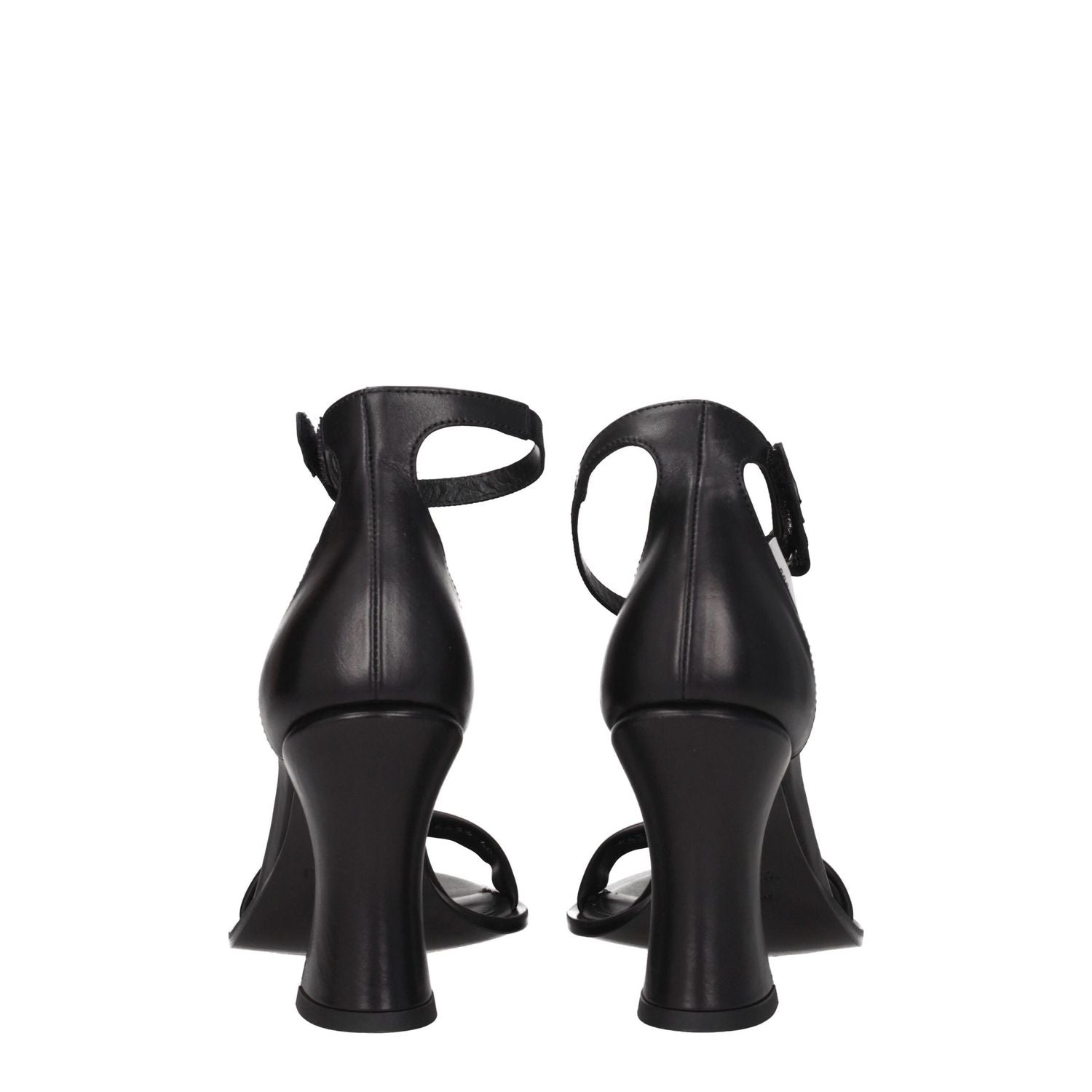 Premiata Black Leather Flat Sandals