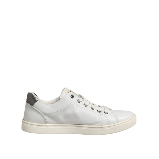 Dolce & Gabbana White Silver Sacred Heart Men Sneakers Shoes