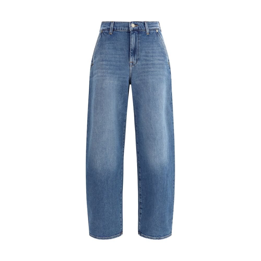 7FOR Light Blue Cotton Relaxed Fit Jeans
