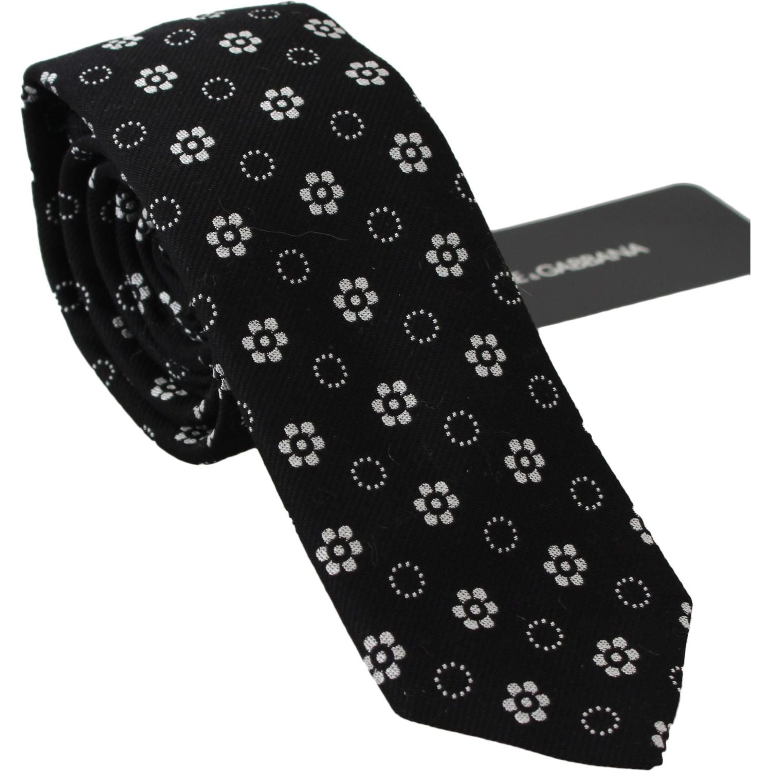 Dolce & Gabbana Black 100% Silk Floral Print Print Classic Tie