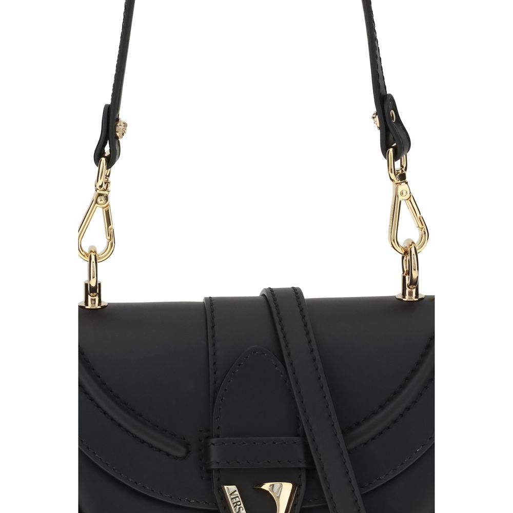 Versace Black Calf Leather Bos Taurus Shoulder Bag