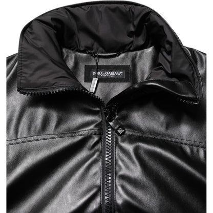 Dolce & Gabbana Black Polyester Logo Plaque Bomber Jacket
