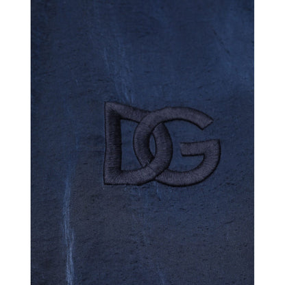 Dolce & Gabbana Blue Nylon DG Embroidery Men Bomber Jacket