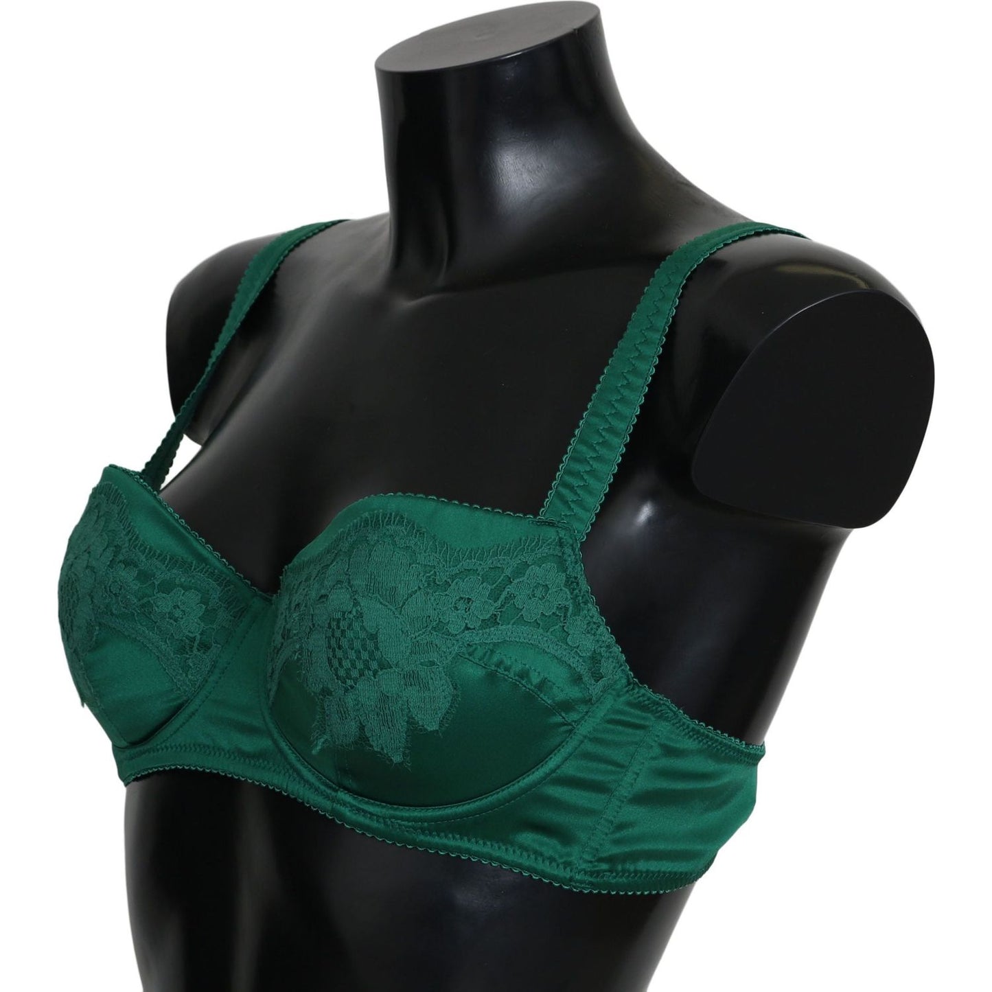 Dolce & Gabbana Enchanting Green Floral Lace Silk Bra Dolce & Gabbana