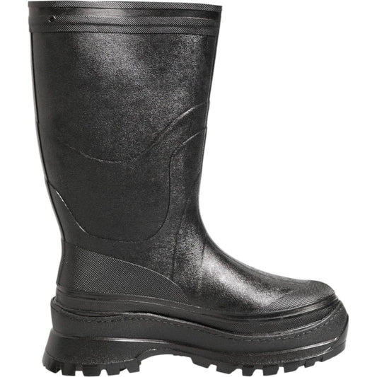 Dolce & Gabbana Metallic Black Pull On Rain Boots Men Shoes