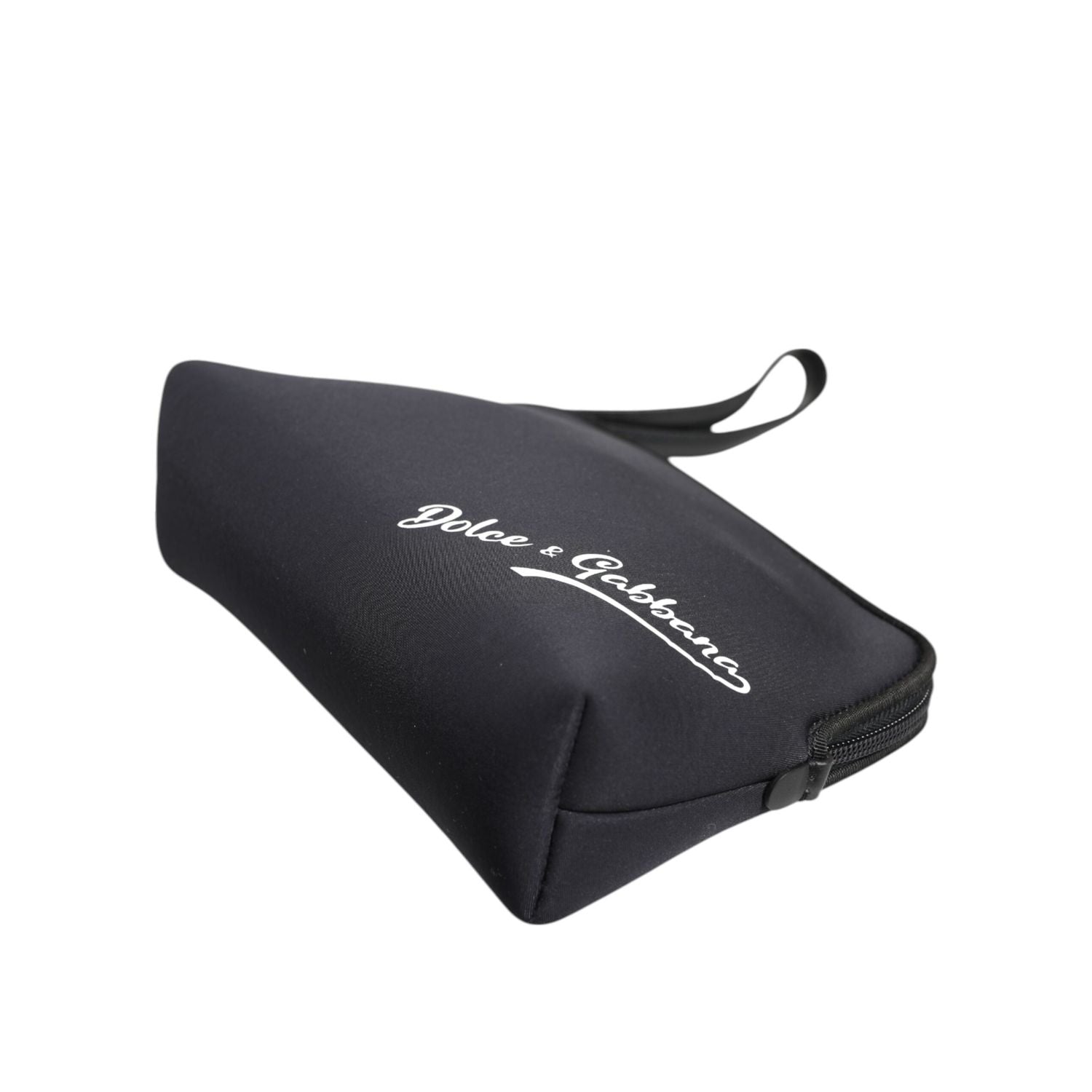 Dolce & Gabbana Black Solid Nylon DG LogoPrint Clutch Zip Borse Pouch Bag