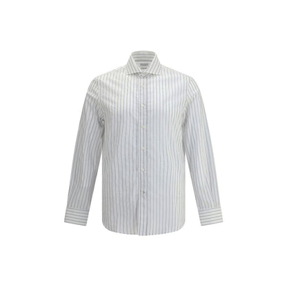Brunello Cucinelli White Cotton Pattern Shirt