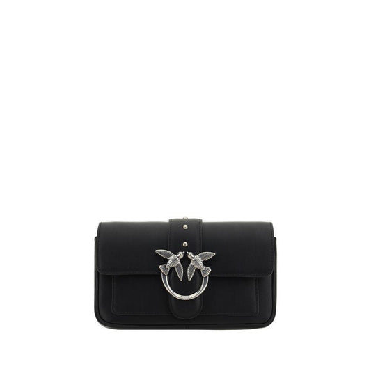 PINKO Black Calf Leather Bos Taurus Shoulder Bag