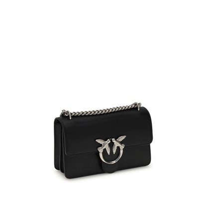 PINKO Black Calf Leather Bos Taurus Shoulder Bag