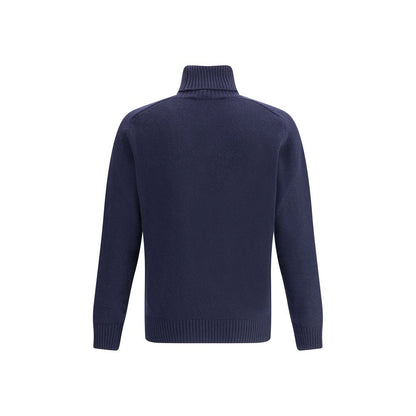 Brooksfield Blue Fleece Wool Turtleneck