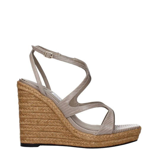 Jimmy Choo Gray Leather Wedge Sandals