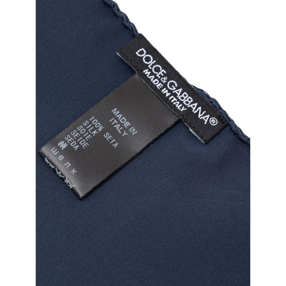 Dolce & Gabbana Blue Silk Pocket Square