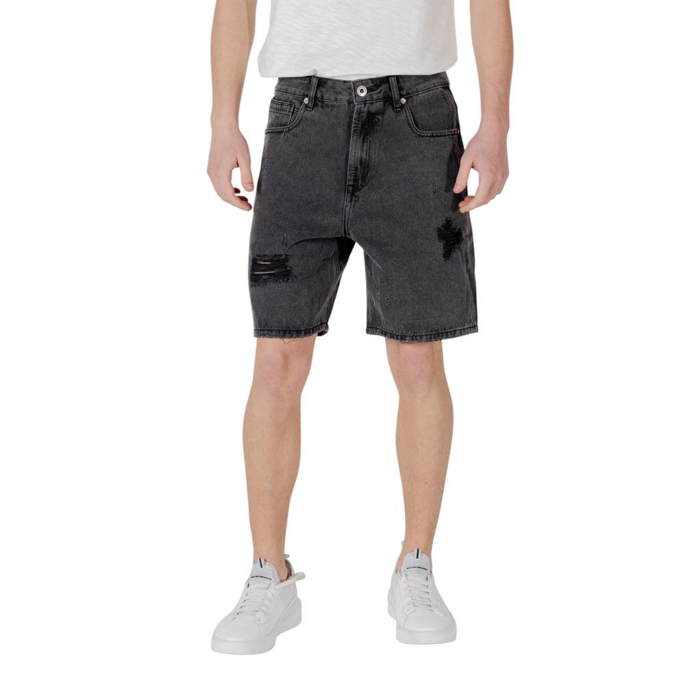 Gianni Lupo Black Cotton Bermuda Shorts