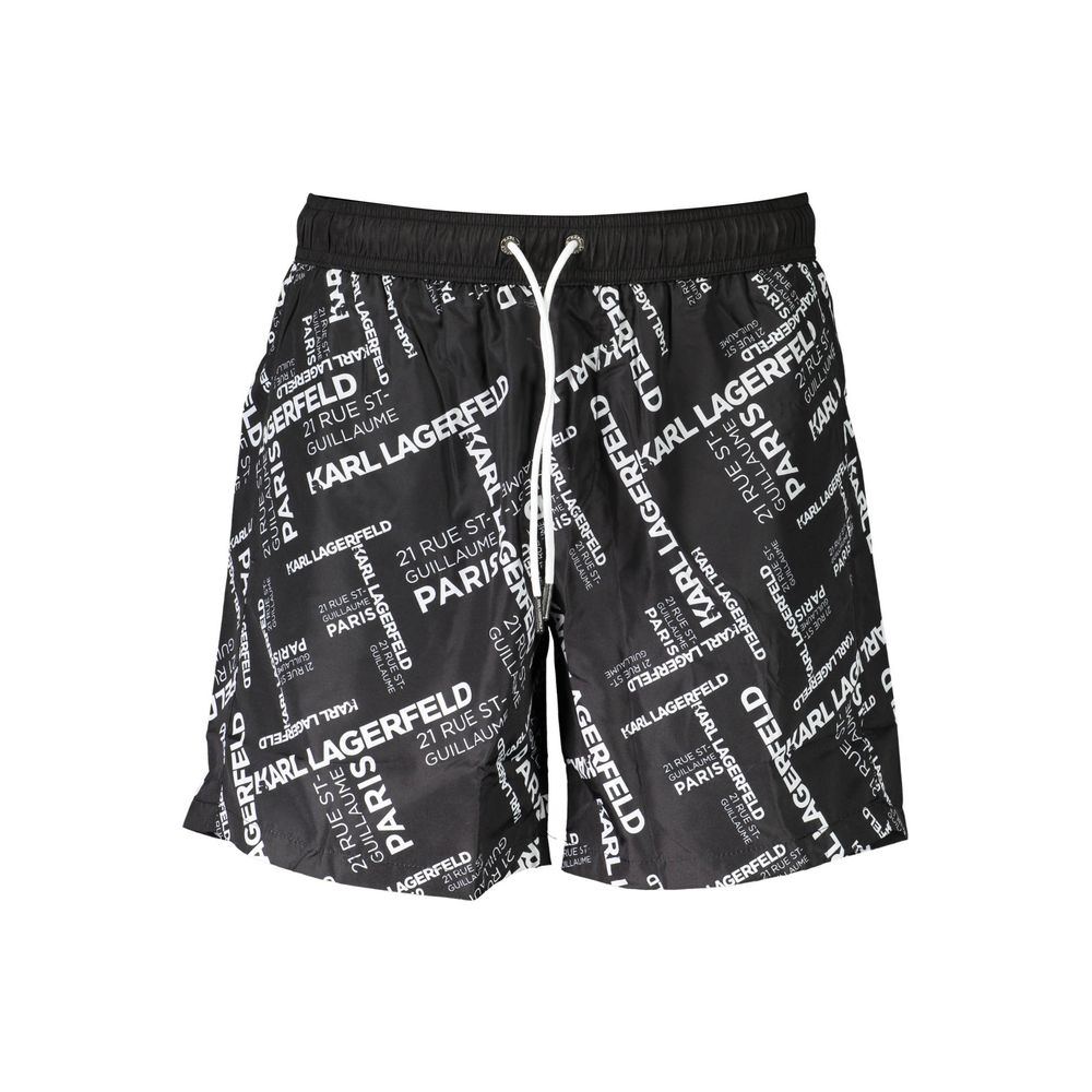 Karl Lagerfeld Black Polyester Men's Swim Trunk