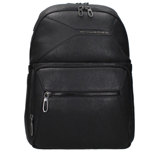 Piquadro Black Leather Backpack