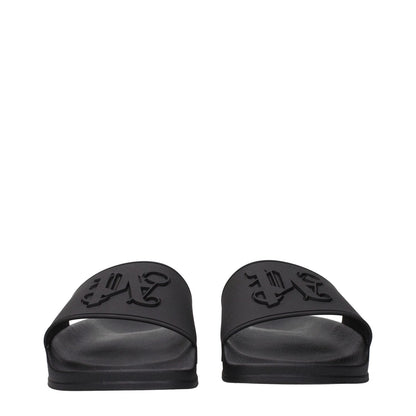 Palm Angels Black Cotton Slippers