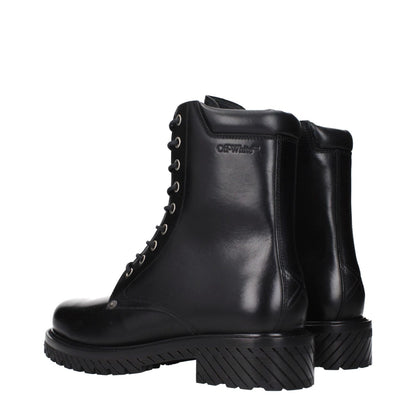 Off-White Black Leather Ankle Boots