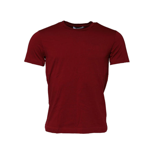Dolce & Gabbana Maroon Cotton Crew Neck Short Sleeves T-Shirt