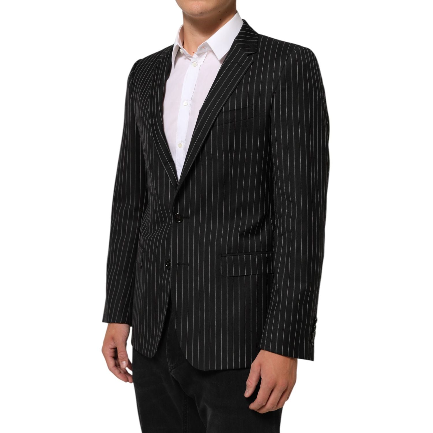 Dolce & Gabbana Black Stripes MARTINI 1 Button Suit Blazer
