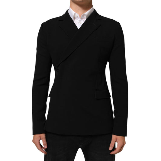 Dolce & Gabbana Black Wool Double Breasted Men Jacket Blazer