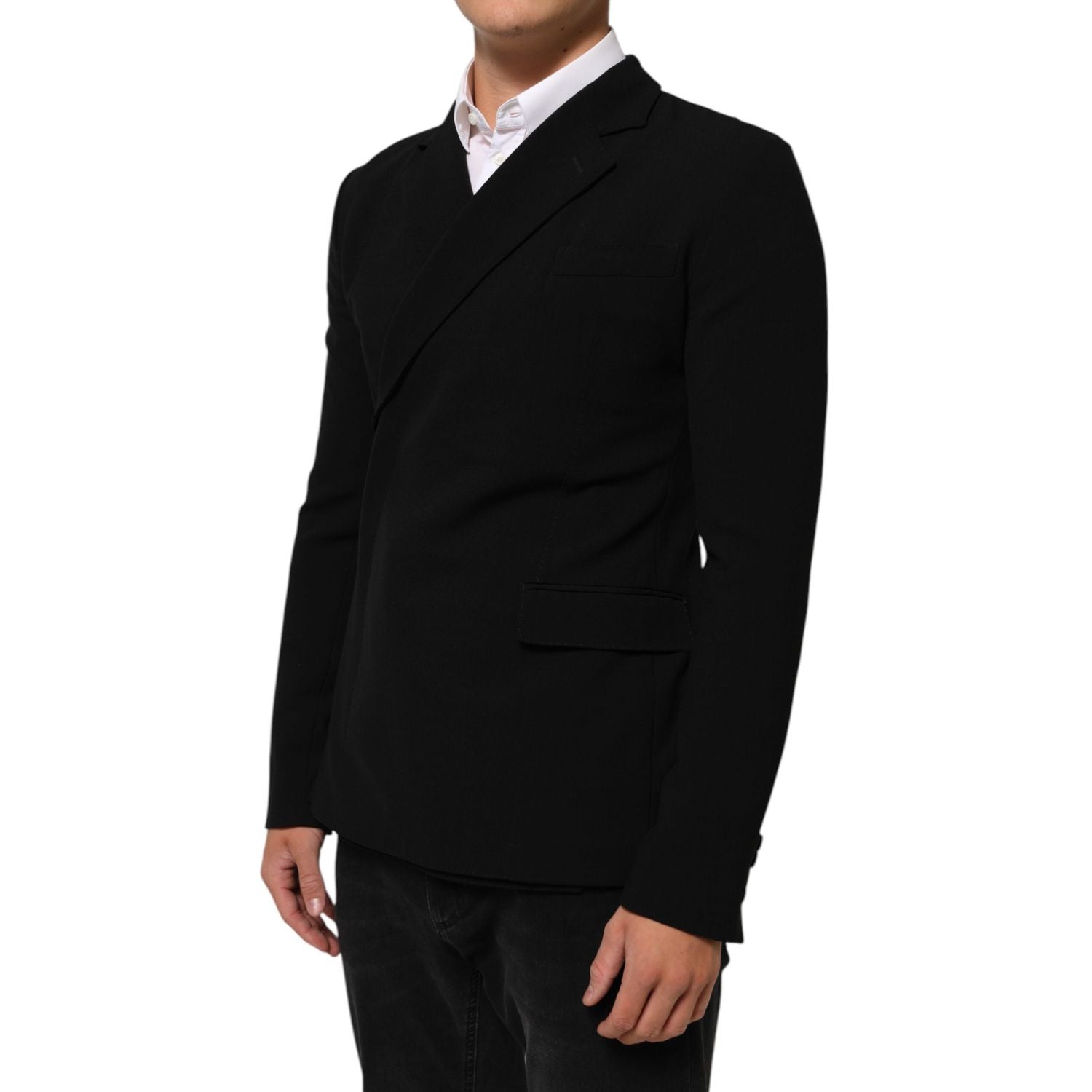Dolce & Gabbana Black Wool Double Breasted Men Jacket Blazer