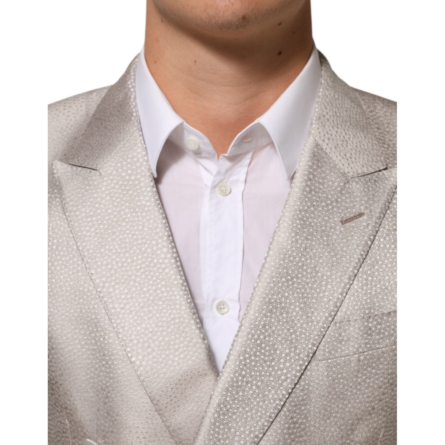 Dolce & Gabbana Beige MARTINI Double-Breasted Suit Blazer