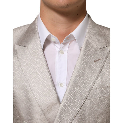 Dolce & Gabbana Beige MARTINI Double-Breasted Suit Blazer