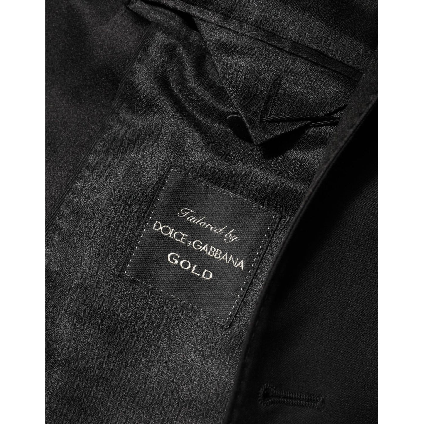 Dolce & Gabbana Black Wool GOLD 1 Button Men Suit Blazer