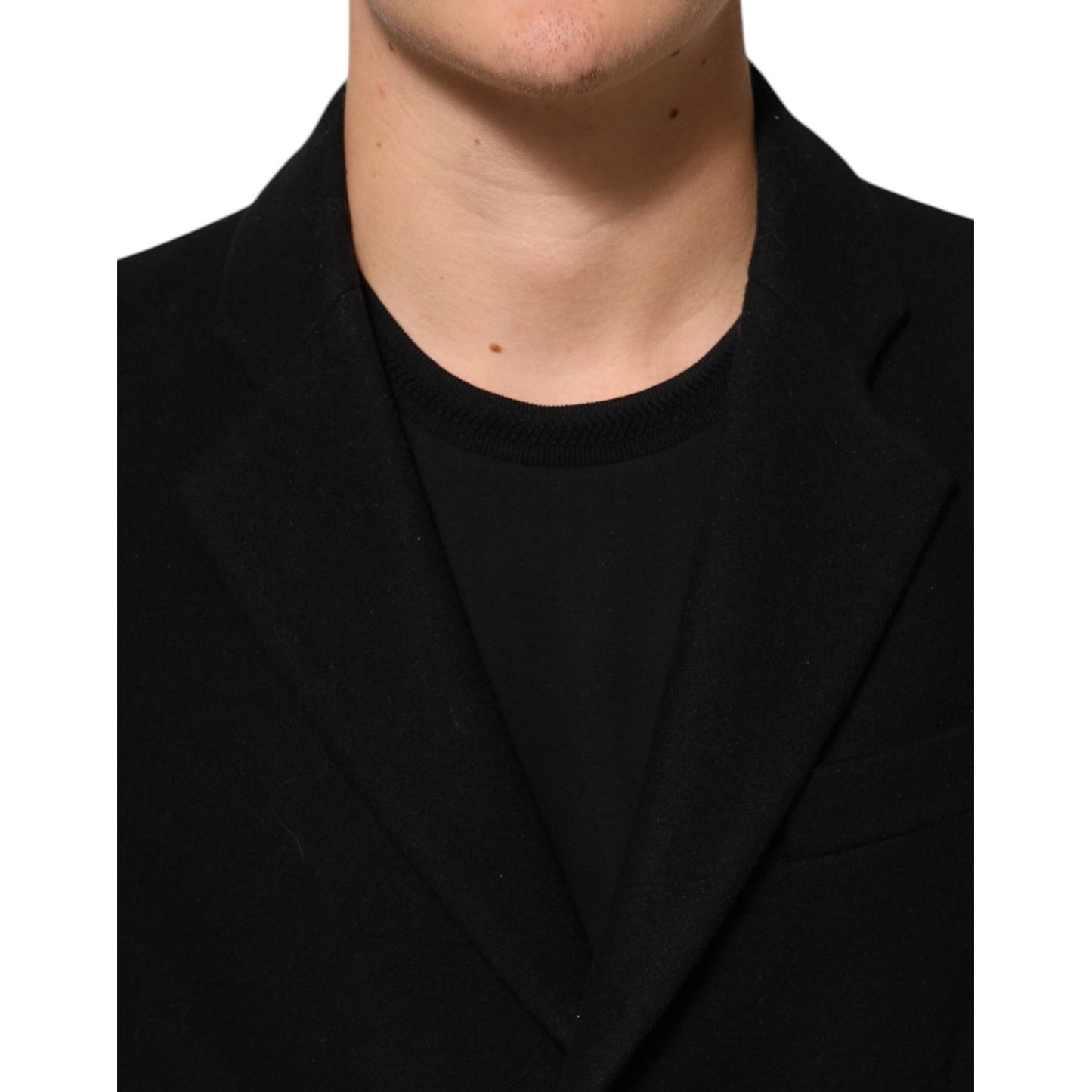 Dolce & Gabbana Black Wool Buttoned Men Trench Coat Jacket