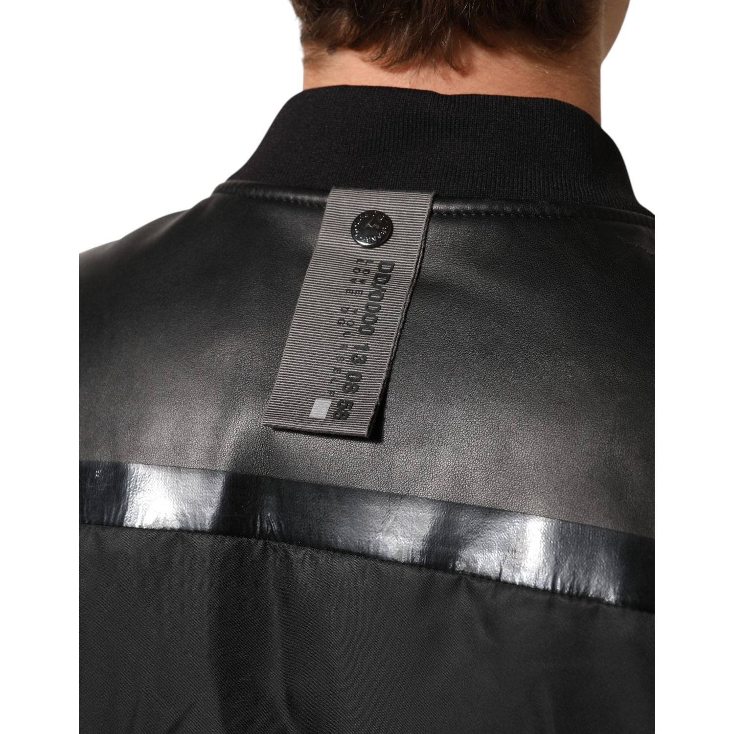 Dolce & Gabbana Black Leather Nylon FullZip Blouson Jacket
