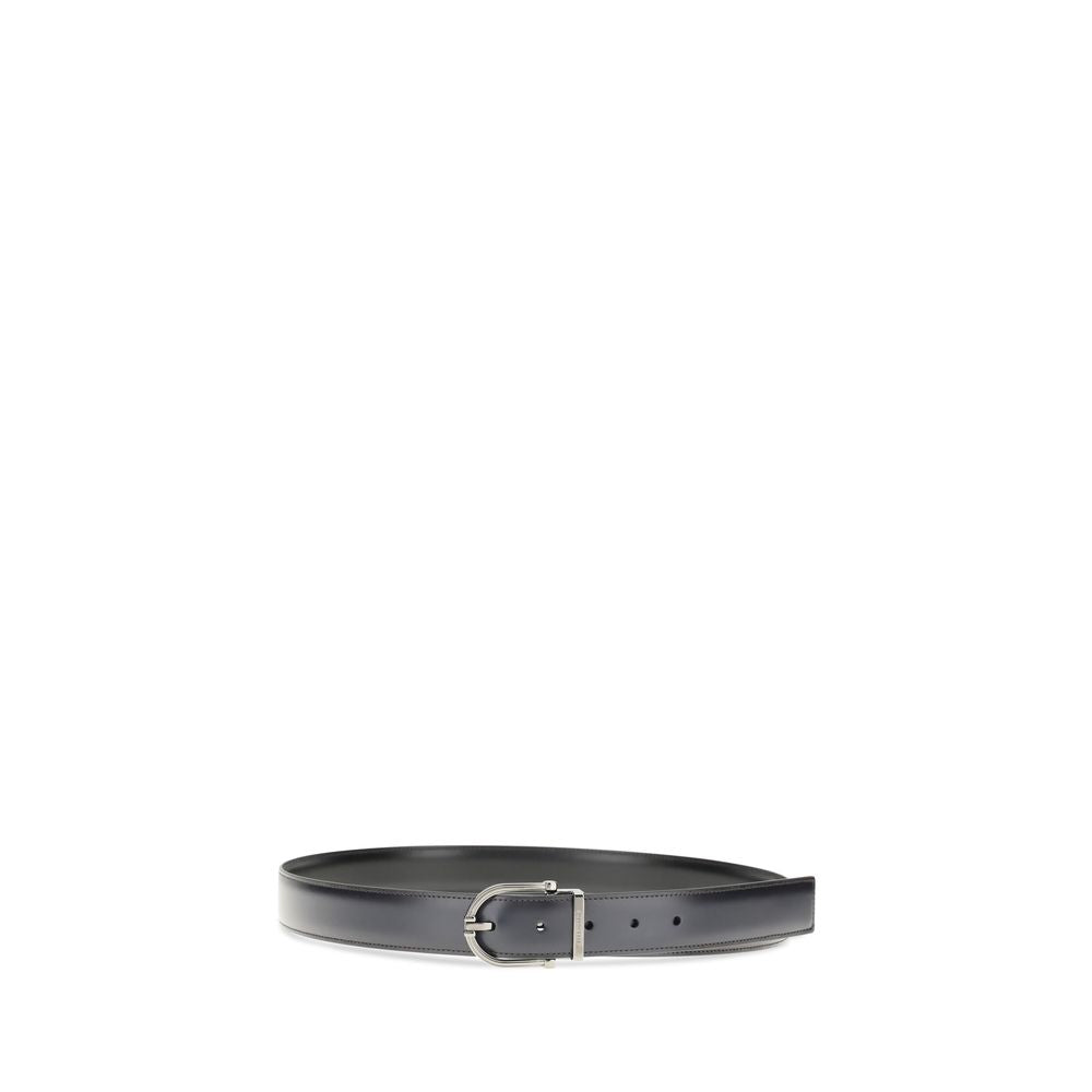 Ferragamo Black Calf Leather Bos Taurus Regular Belt