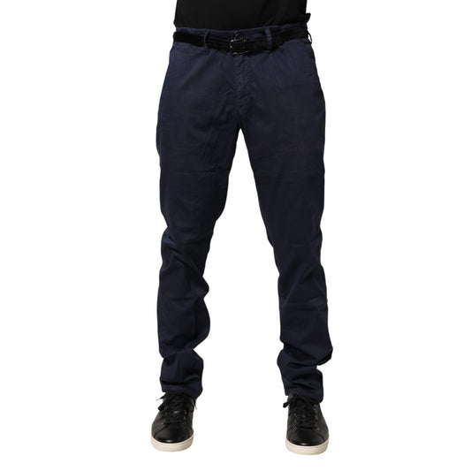Jeckerson Blue Cotton Stretch Straight Fit Men Chino Trouser Pants