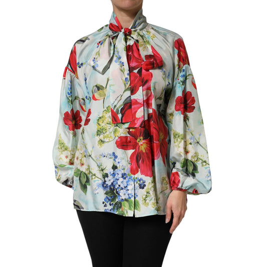 Dolce & Gabbana Multicolor Floral Long Sleeves Blouse Top